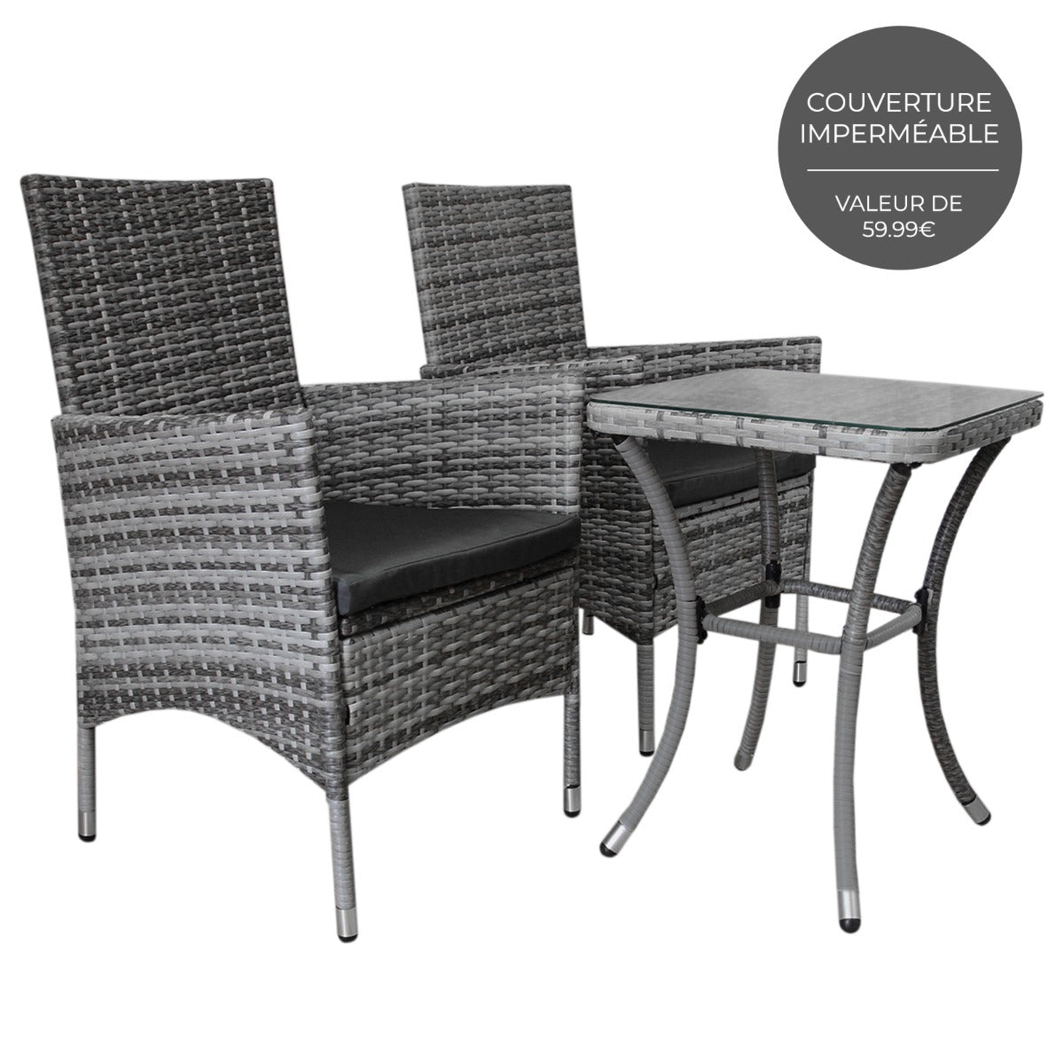 Jardí Rattan Bistro Set Grey - Used - Good