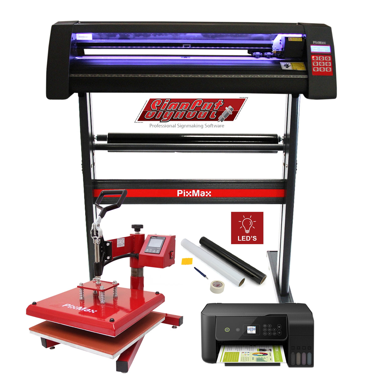 Pixmax 38cm Pressa a Caldo, taglierina per vinile con LED Stampante Inclusa - Used - Acceptable