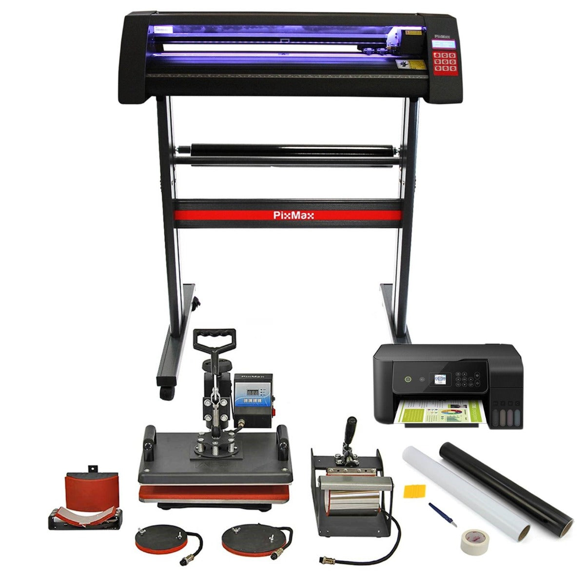 Vinyl Cutter LED, 5 in 1 Heat Press, Printer, Signcut Pro & Weeding Kit Bundle - Used - Acceptable