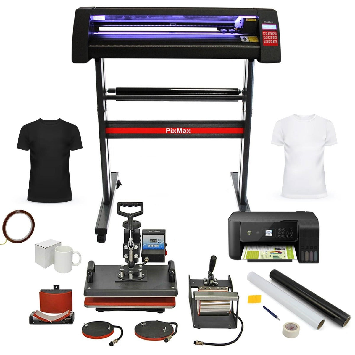 PixMax Da Vinci Bundle 5 in 1 Heat Press, LED Vinyl Cutter, Printer - Like New
