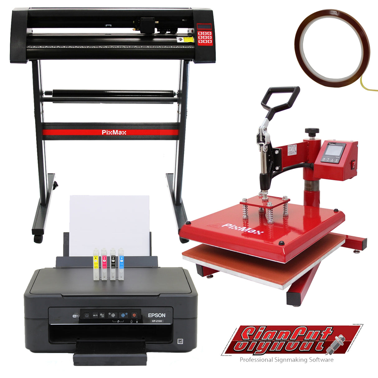 38cm Swing Press, 720mm Vinyl Cutter & Epson Printer - Used - Acceptable