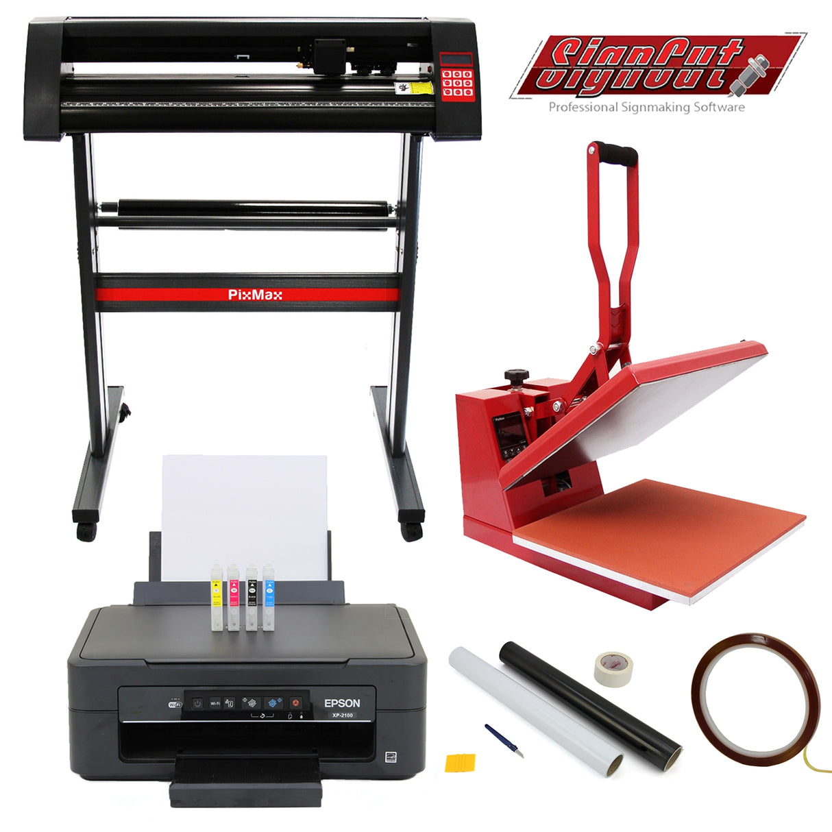 38cm Clam Press, 720mm Vinyl Cutter, Epson Printer & Weeding Kit - Used - Good