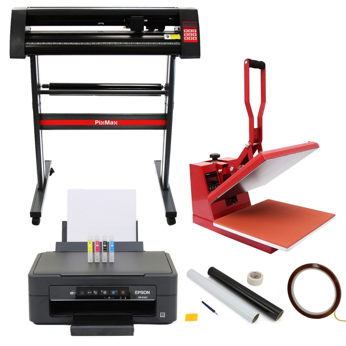 38cm Clam Press, 720mm Vinyl Cutter, Epson Printer & Weeding Kit - Used - Good