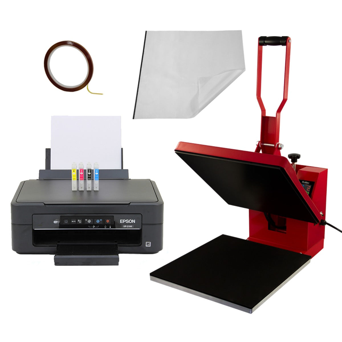 PixMax T-Shirt Sublimation Heat Press Machine, 38cm x 38cm Clam, Red F2 - Used - Acceptable