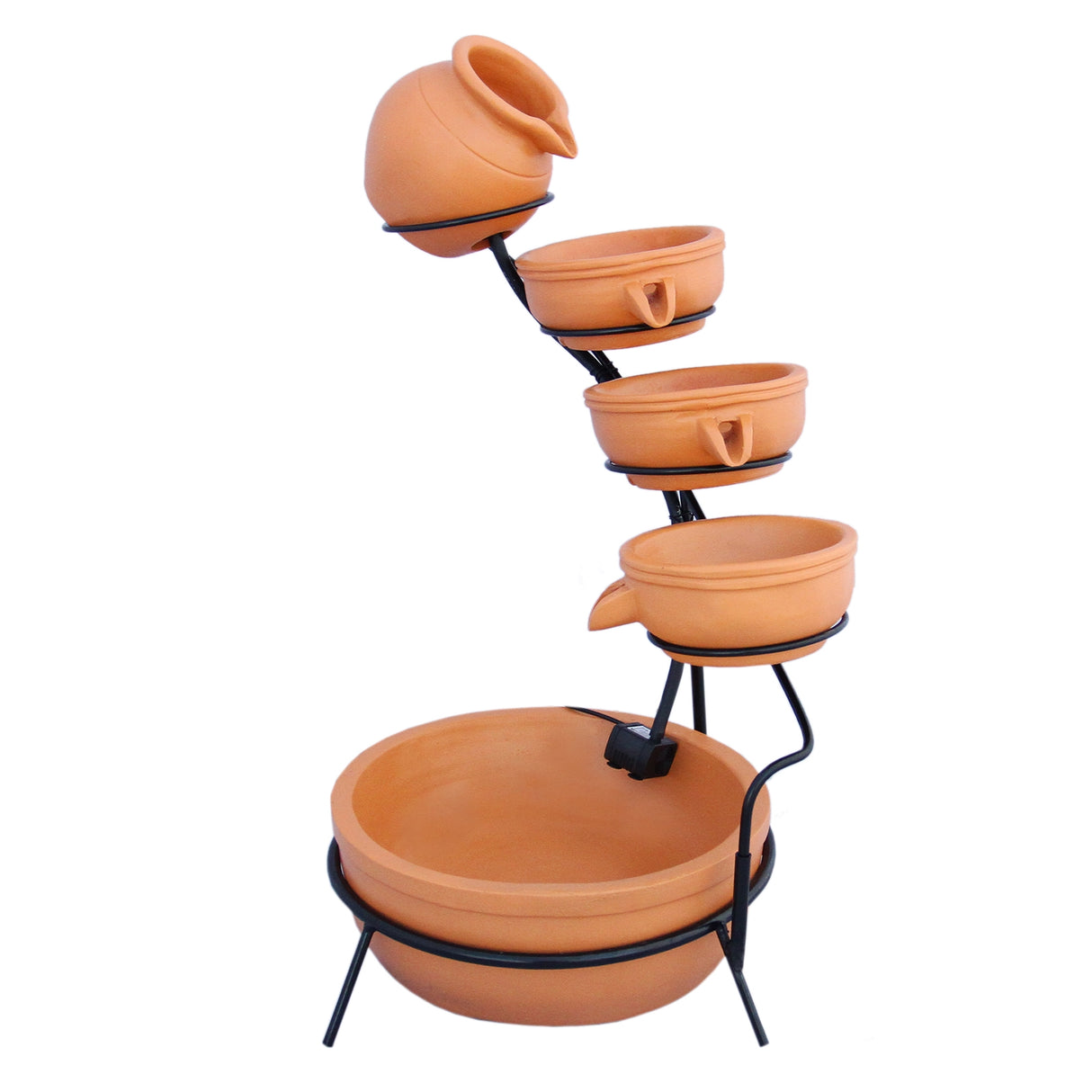 Terracotta 4 Tier Spilling Bowls Water Feature - Like New