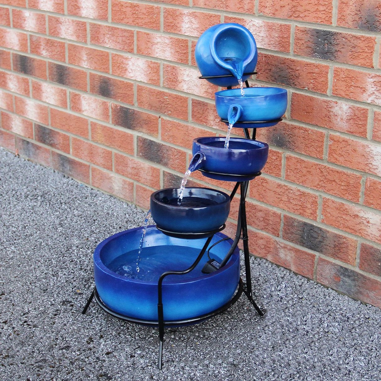 Blue 4 Tier Spilling Bowls Water Feature - Used - Acceptable