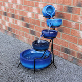 Blue 4 Tier Spilling Bowls Water Feature - Used - Acceptable