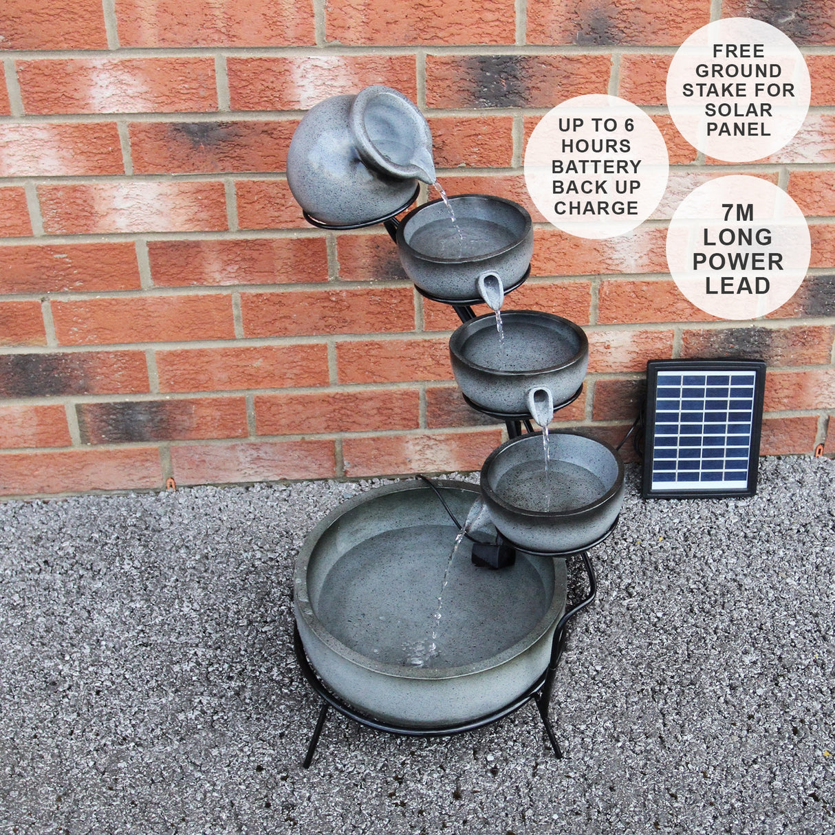 Grey 4 Tier Spilling Bowls Water Feature - Used - Very Good