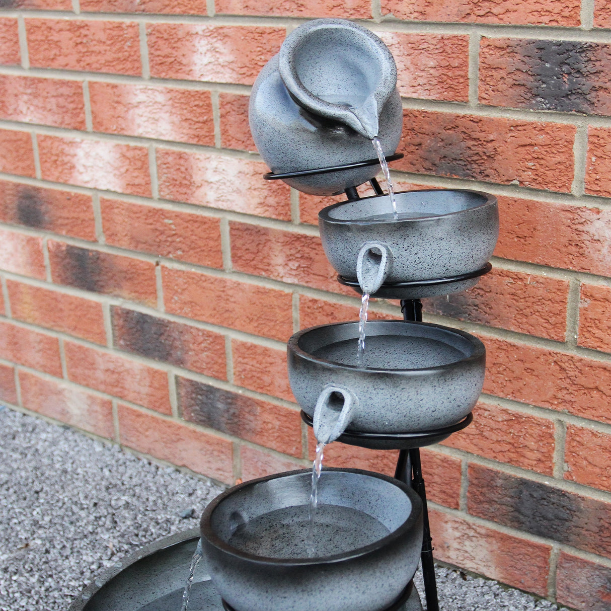 Grey 4 Tier Spilling Bowls Water Feature - Used - Acceptable