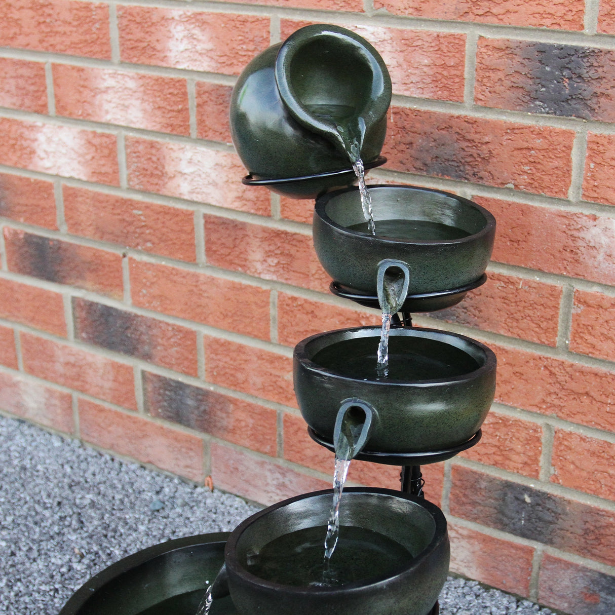 Green 4 Tier Spilling Bowls Water Feature - Used - Very Good