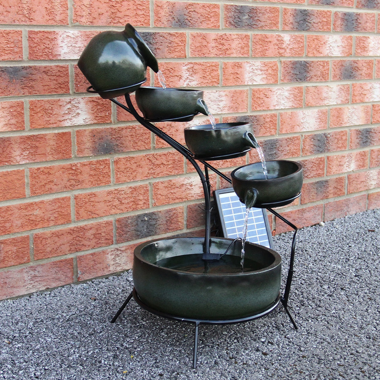 Green 4 Tier Spilling Bowls Water Feature - Used - Very Good