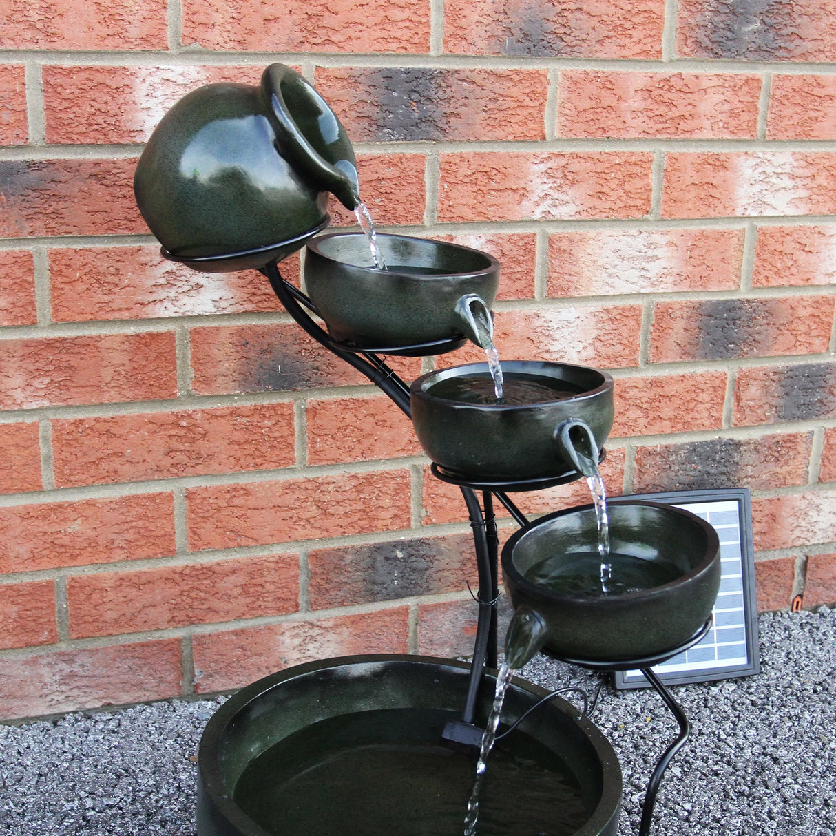 Green 4 Tier Spilling Bowls Water Feature - Used - Good