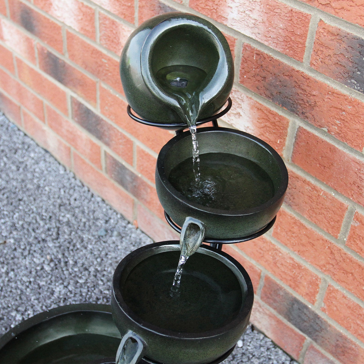 Green 4 Tier Spilling Bowls Water Feature - Used - Very Good
