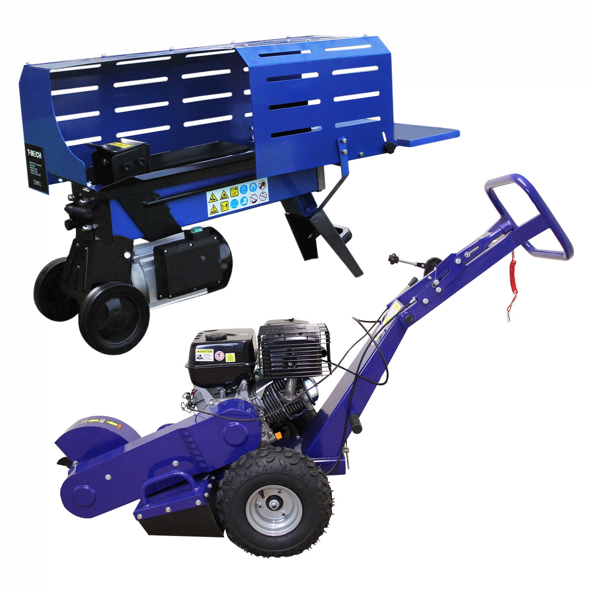 T-Mech Log Splitter 5T 370mm & T-Mech 13HP Stump Grinder - Used - Acceptable