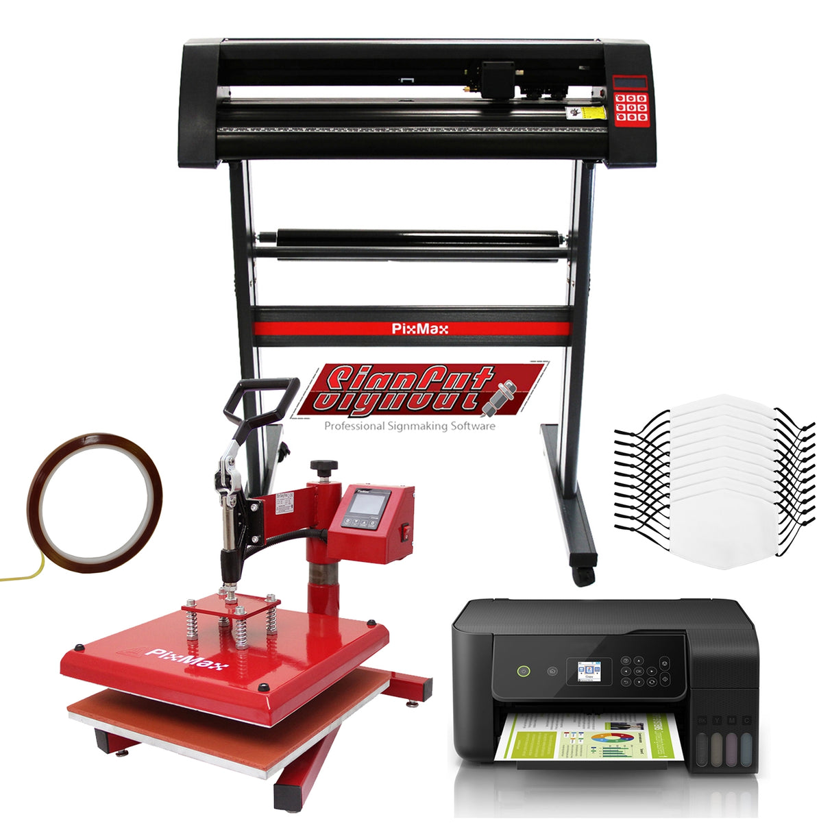10 Face Masks, Swing Heat Press, Eco Tank Printer, Vinyl Cutter & Signcut Pro - Used - Very Good