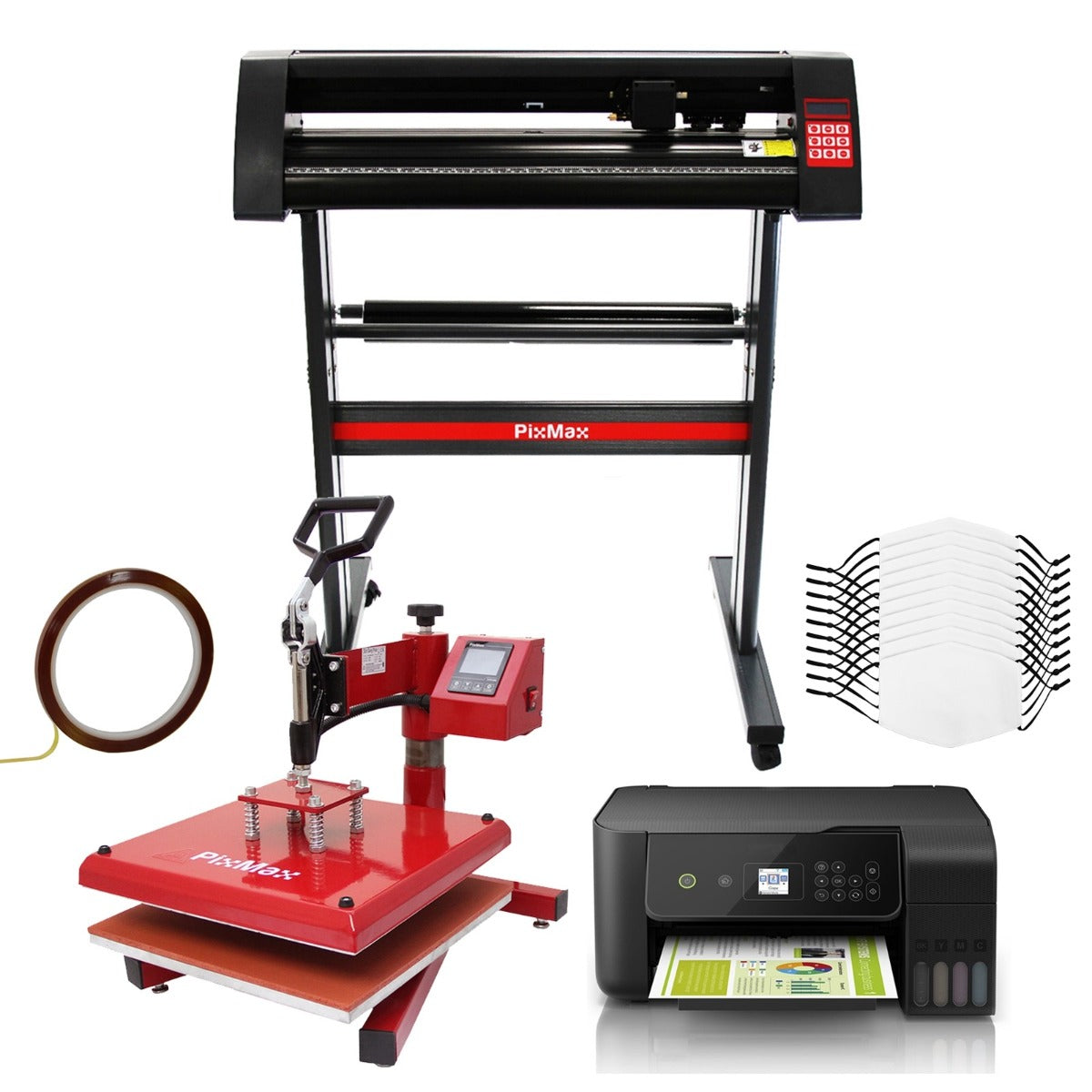 10 Face Masks, Swing Heat Press, Eco Tank Printer, Vinyl Cutter & Signcut Pro - Used - Very Good