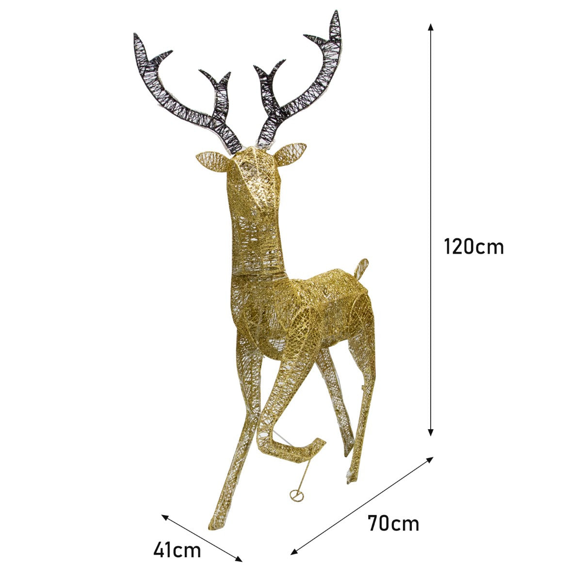 Light Up Reindeer Gold Stag - 120cm 200 Ice White LED - Like New