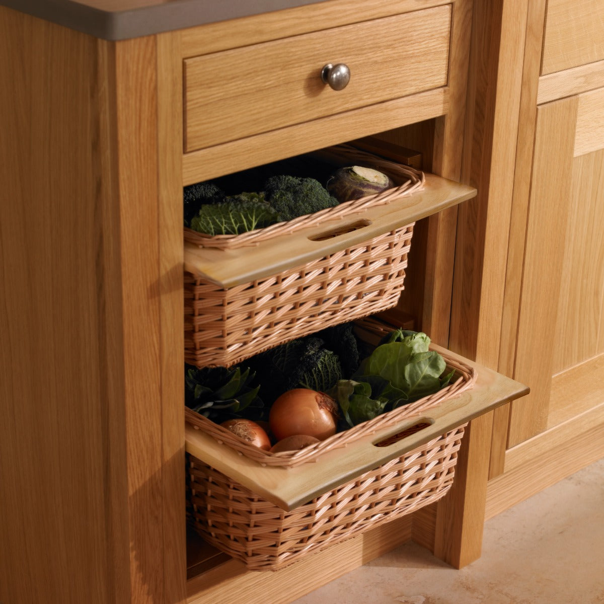 Pull Out Wicker Kitchen Baskets 500mm - Used - Acceptable
