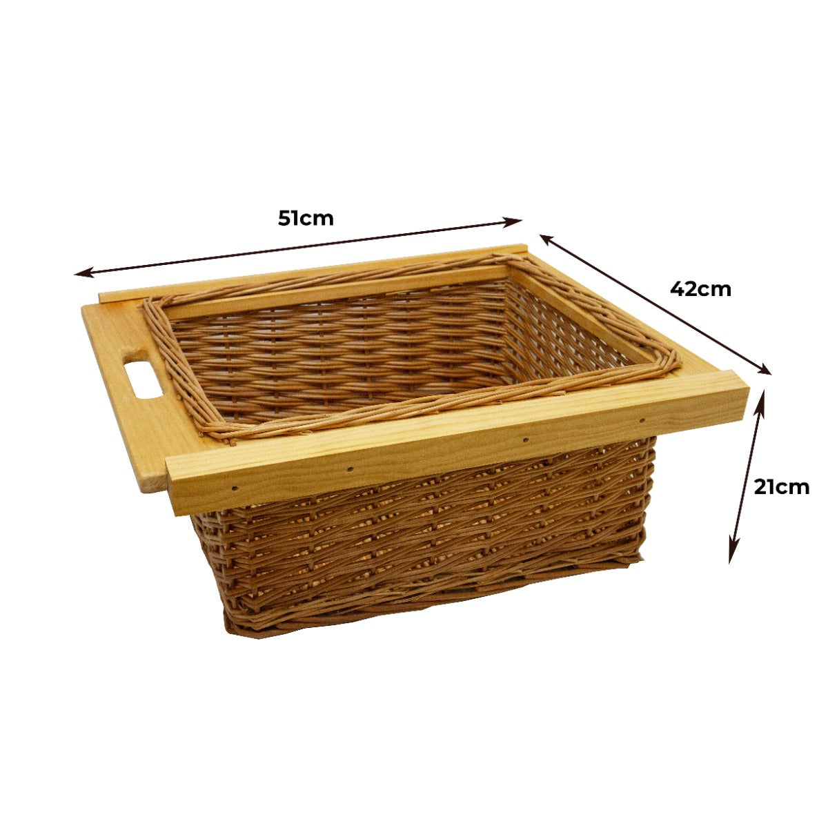 2 x Pull Out Wicker Kitchen Baskets 500mm - Used - Very Good
