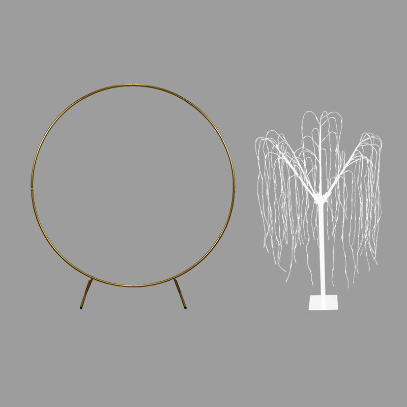 Wedding Moongate - Gold & 1 x Weeping Willow Tree 180cm Cool White - Like New