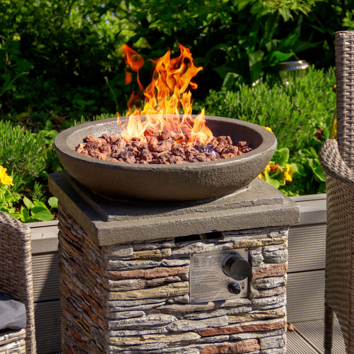 Stone Gas Fire Pit Heater - Used - Very Good