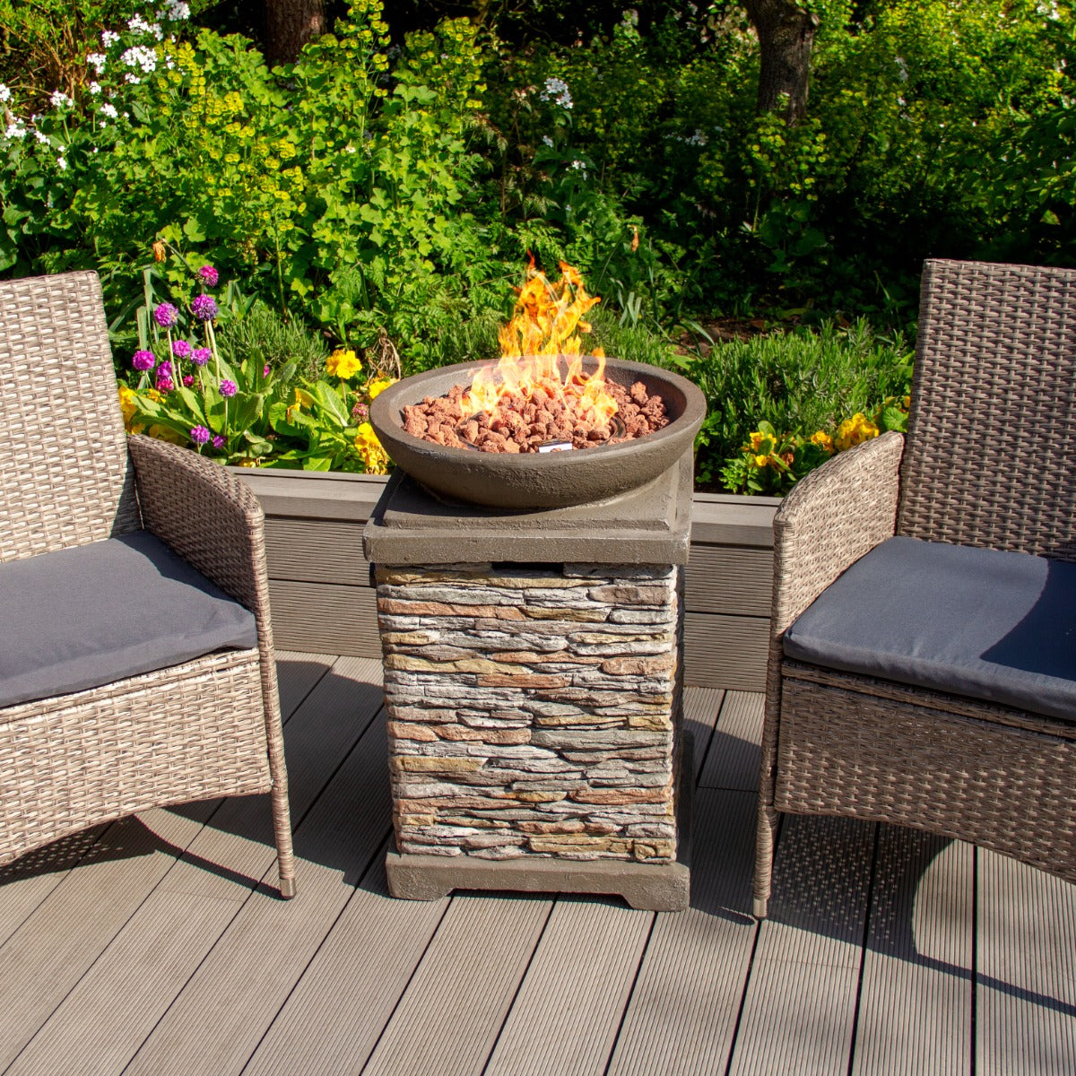 Stone Gas Fire Pit Heater - Used - Acceptable