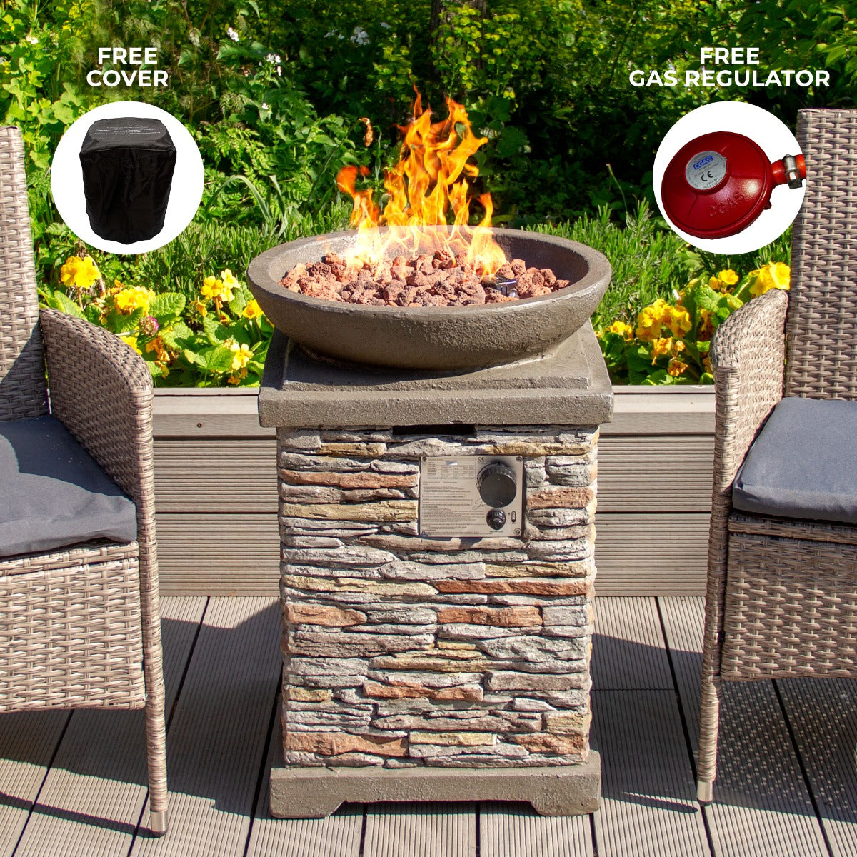 Stone Gas Fire Pit Heater - Used - Acceptable