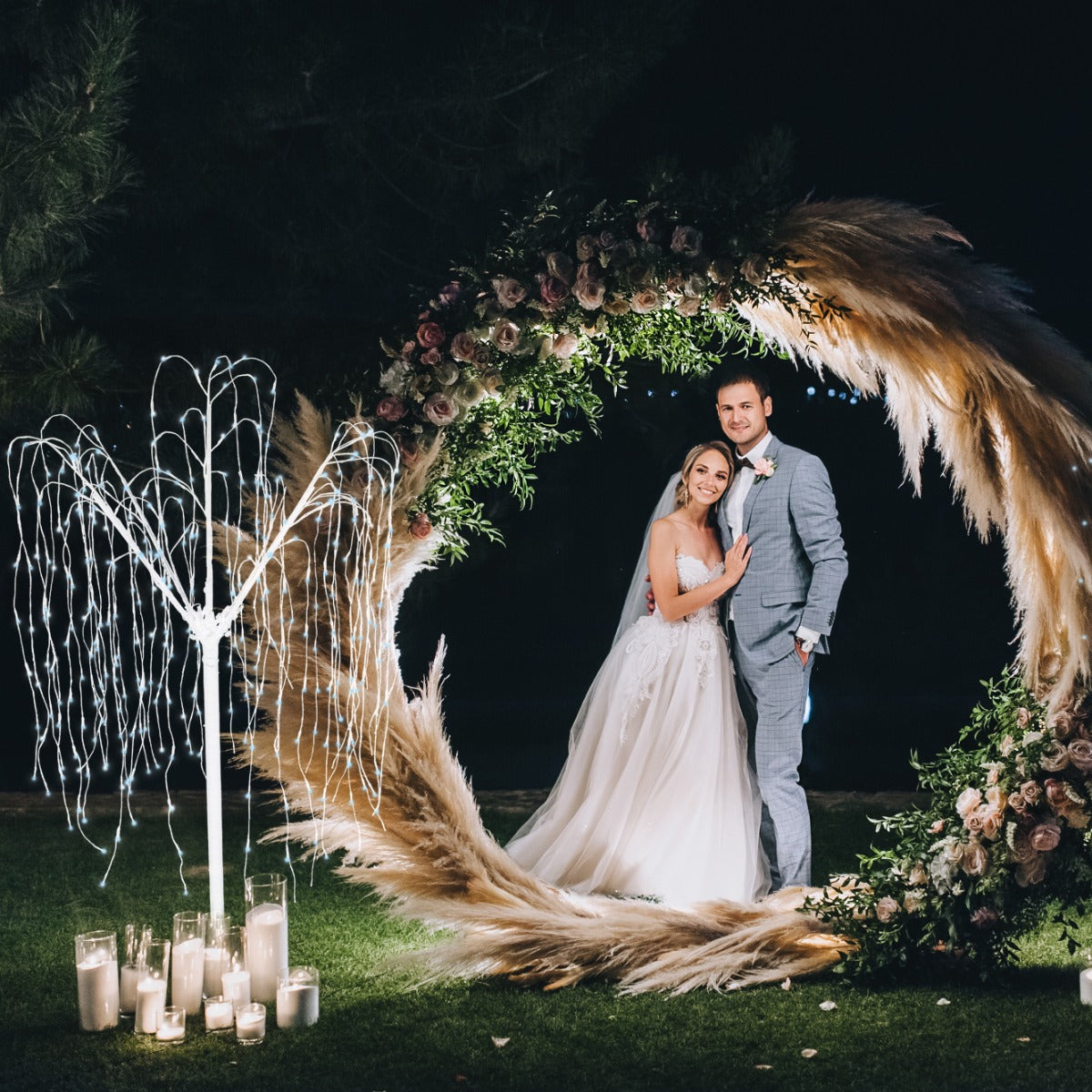 Wedding Moongate - White & 1 x Weeping Willow Tree 180cm Cool White - Used - Good