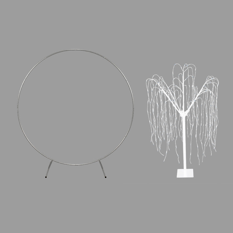 Wedding Moongate - Silver & 1 x Weeping Willow Tree 240cm Cool White - Like New