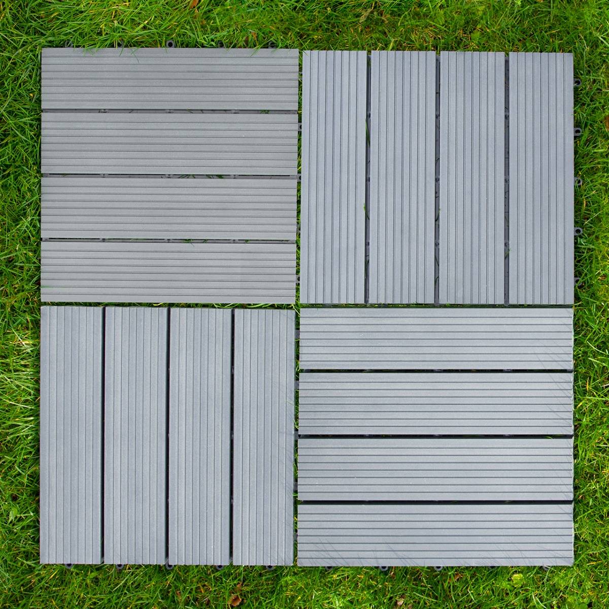 66 x WPC Decking Floor Tiles 30x30cm - Grey - Like New