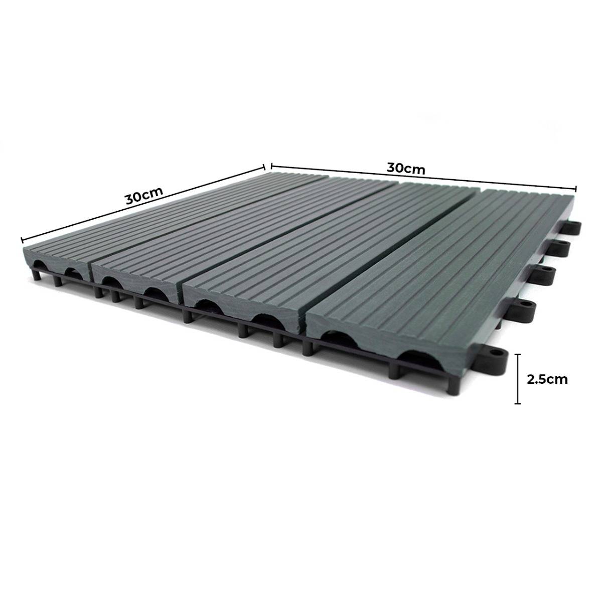 66 x WPC Decking Floor Tiles 30x30cm - Grey - Like New