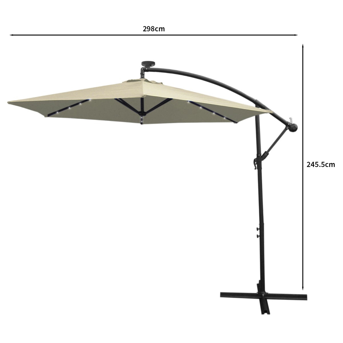 Cream 3m LED Cantilever Parasol - Like New