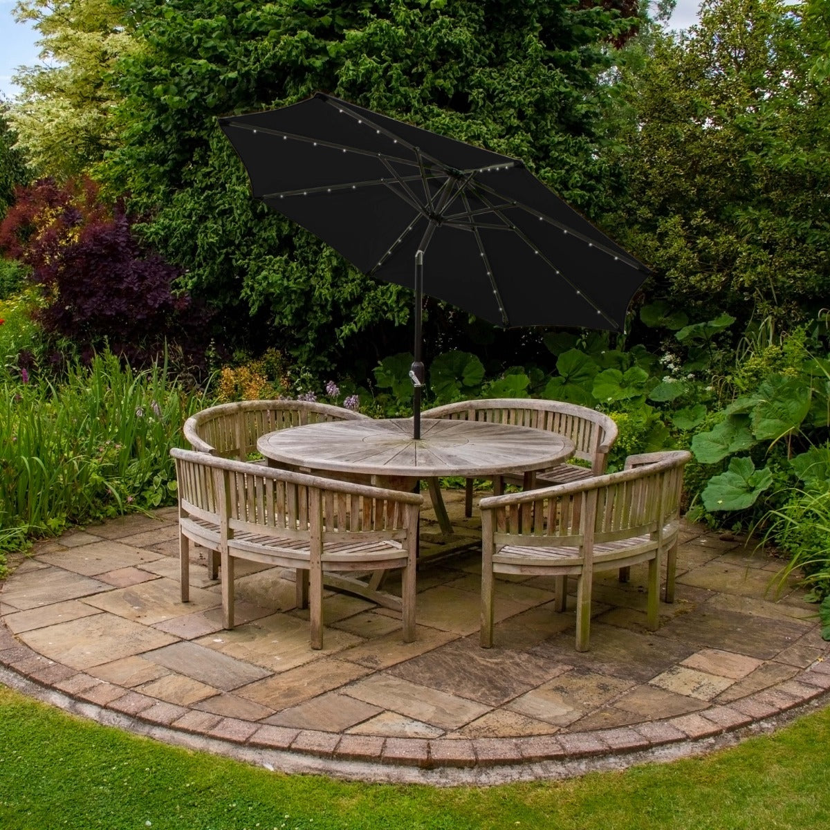 Black 2.7m LED Tilt Parasol - Like New