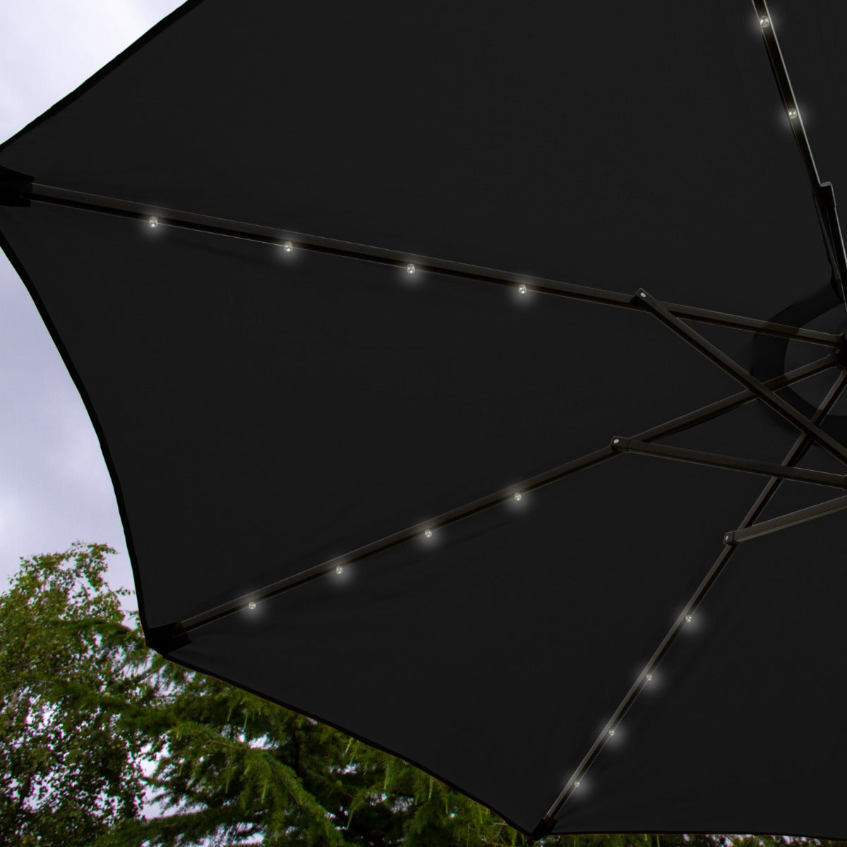 Black 2.7m LED Tilt Parasol - Like New