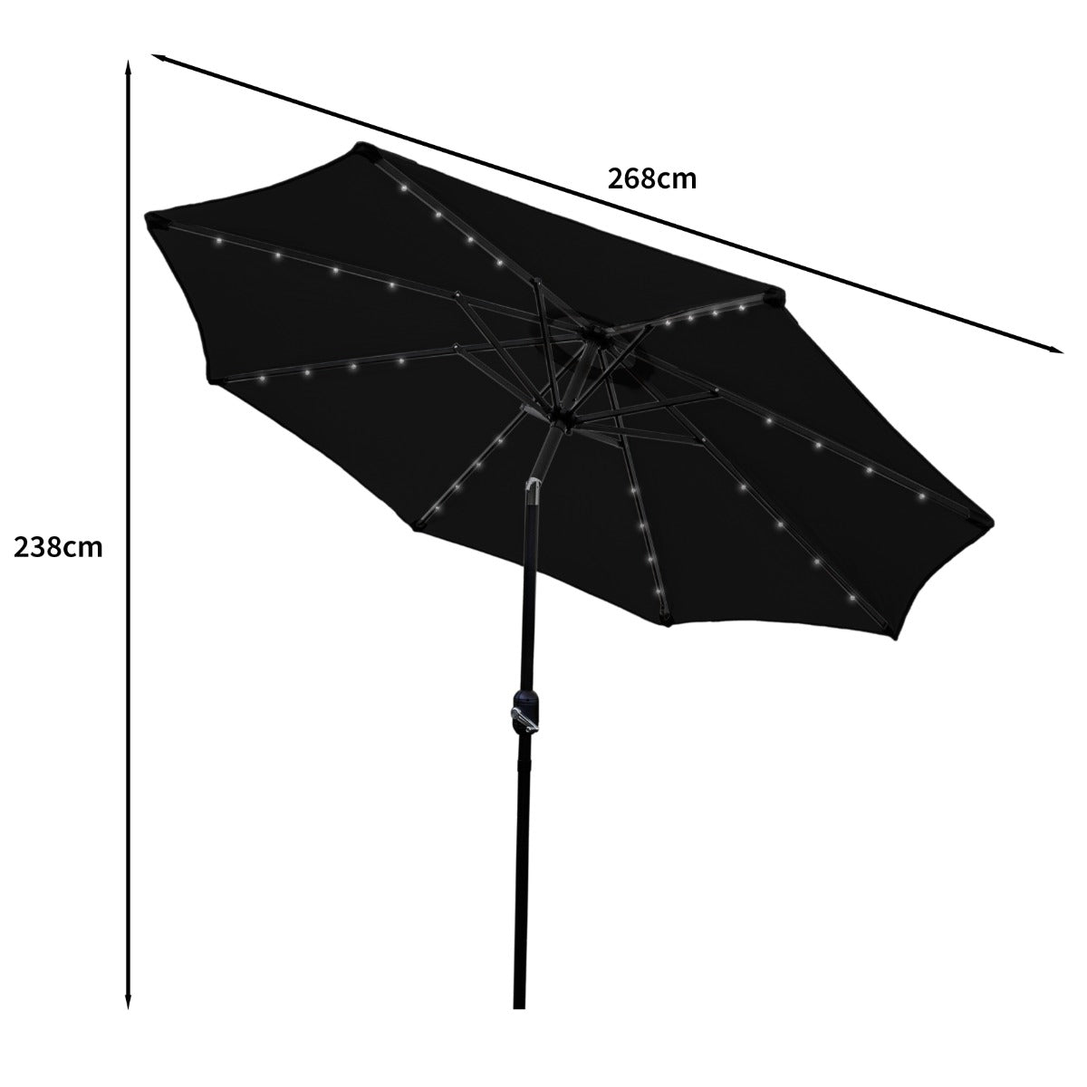 Black 2.7m LED Tilt Parasol - Used - Good