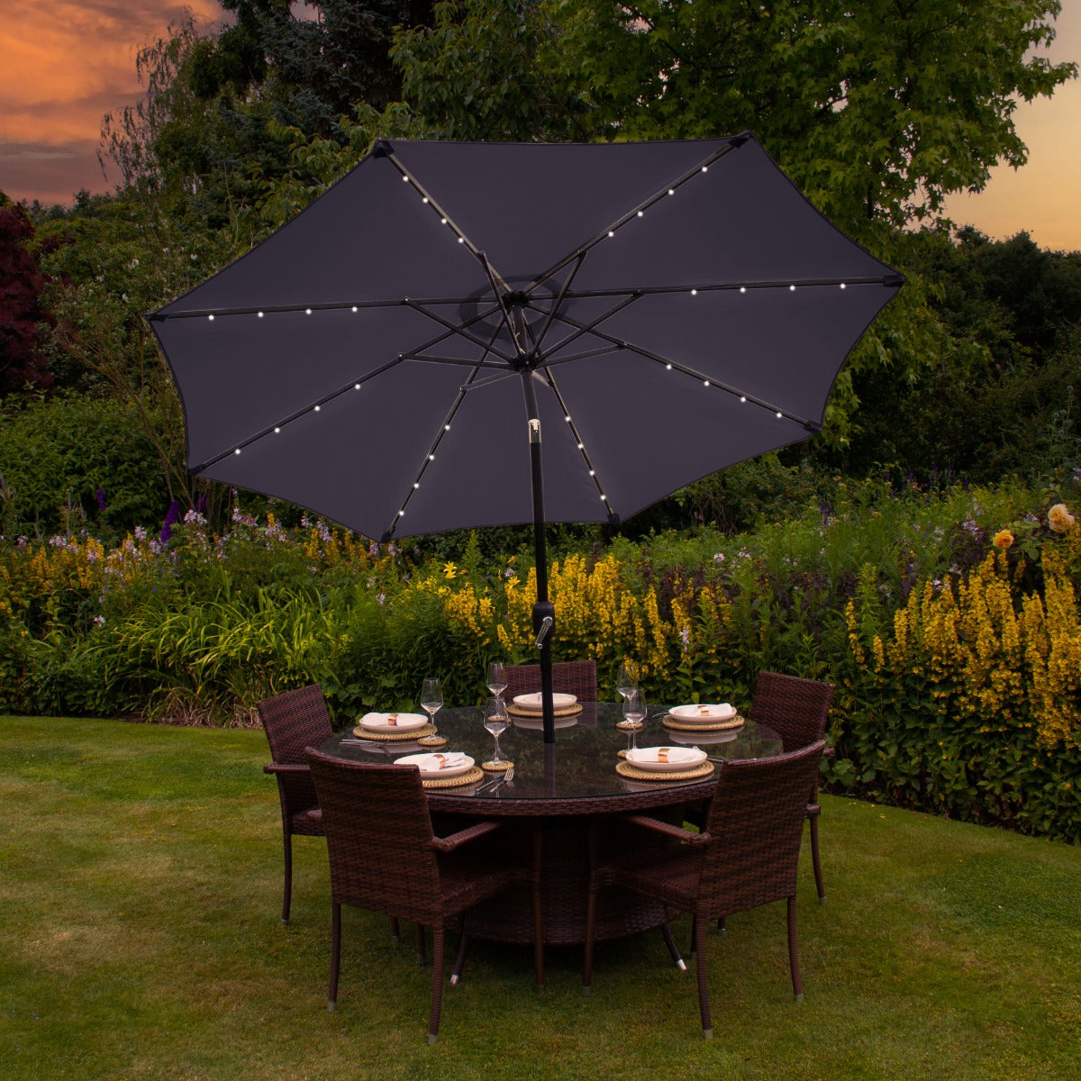 Grey 2.7m LED Tilt Parasol - Used - Very Good