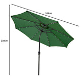 Green 2.7m LED Tilt Parasol - Like New