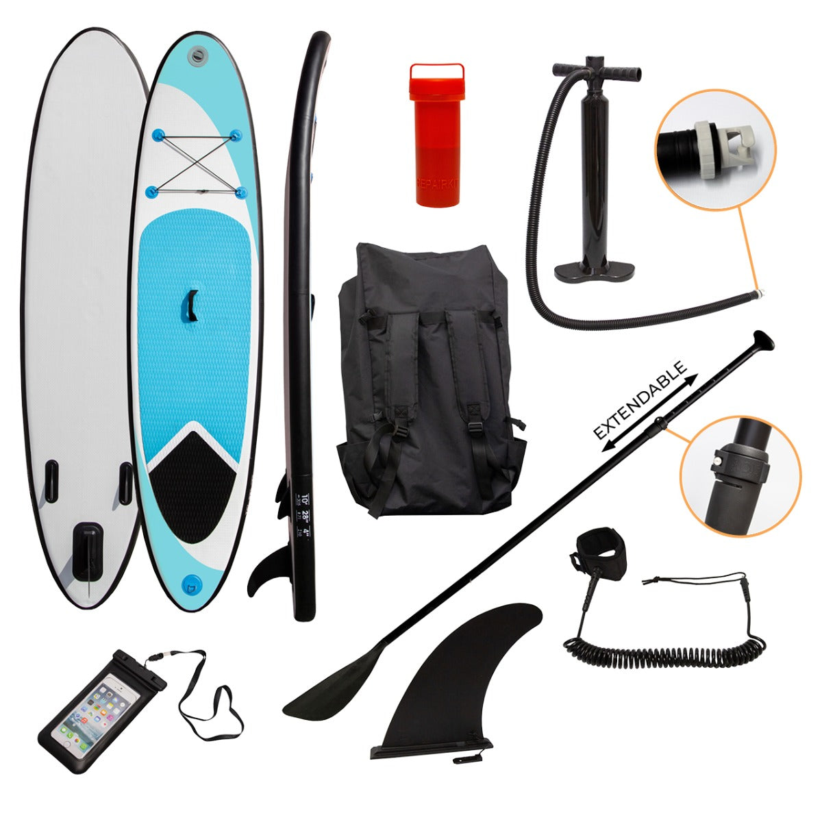 10ft Blue Inflatable Paddle Board - Like New