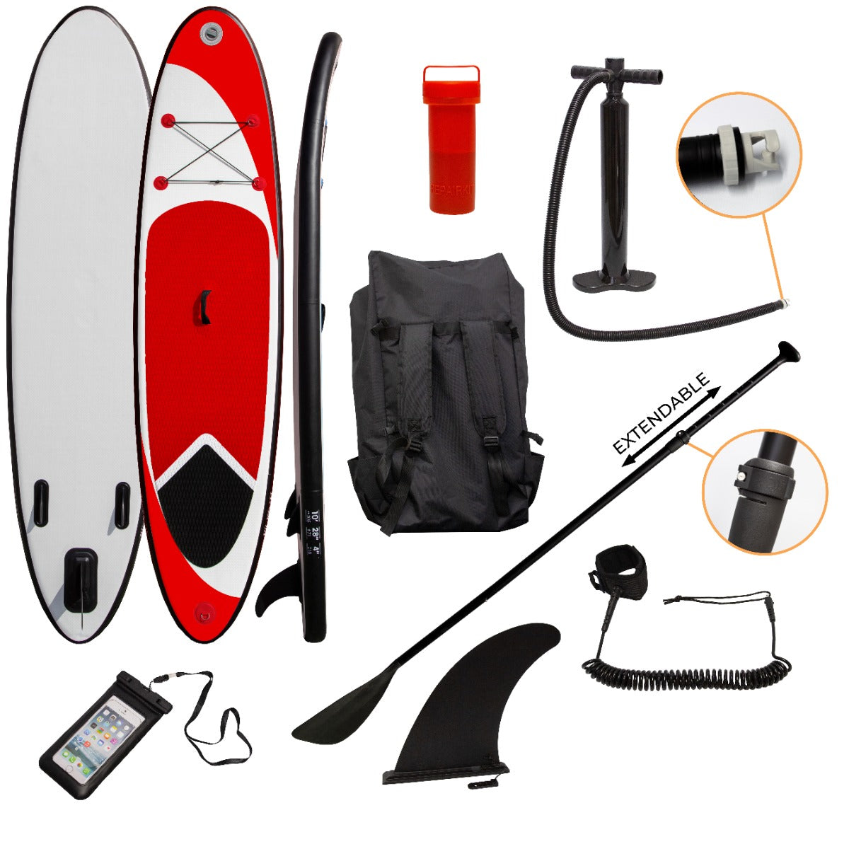 10ft Red Inflatable Paddle Board - Used - Acceptable