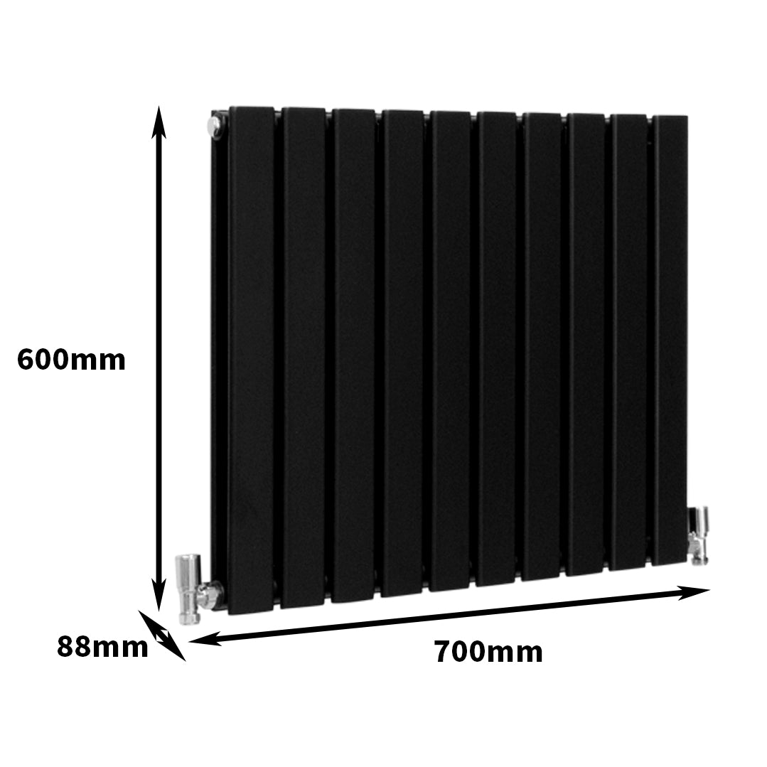 Designer Flat Panel Radiators Matte Black 600mm x 700mm - Used - Very Good