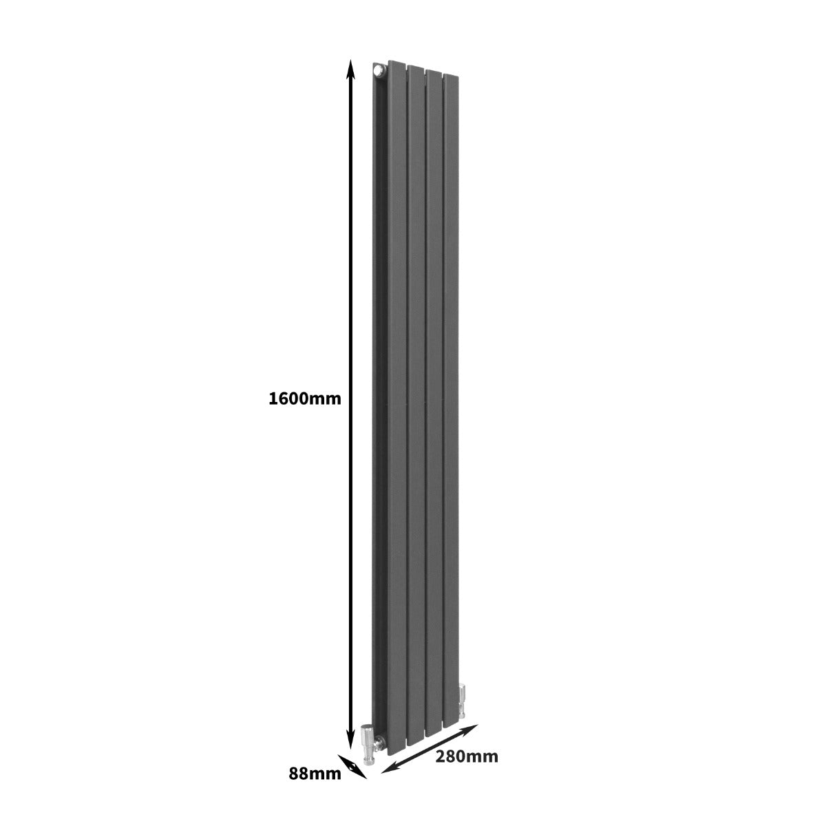 Designer Flat Panel Radiators Anthracite Grey 1600mm x 280mm - Like New