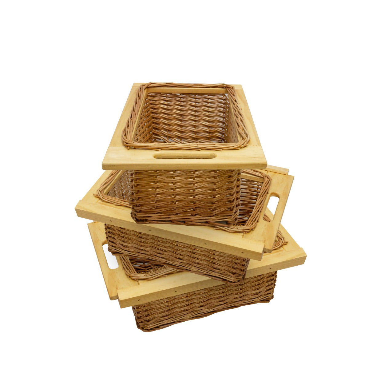 3 x Pull Out Wicker Kitchen Baskets 400mm - Used - Acceptable