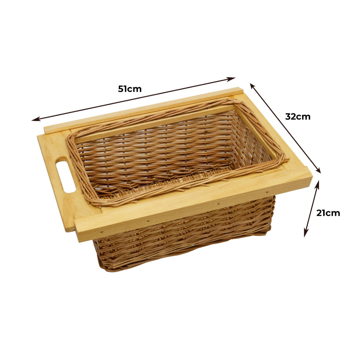 3 x Pull Out Wicker Kitchen Baskets 400mm - Used - Acceptable