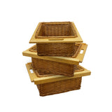 3 x Pull Out Wicker Kitchen Baskets 500mm - Like New