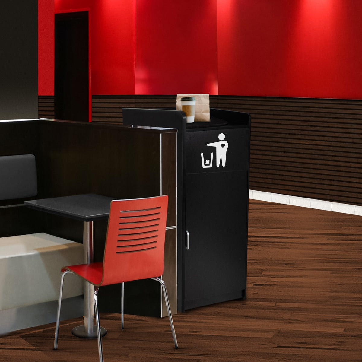 Black Wooden Litter Bin & Tray Stand - Like New