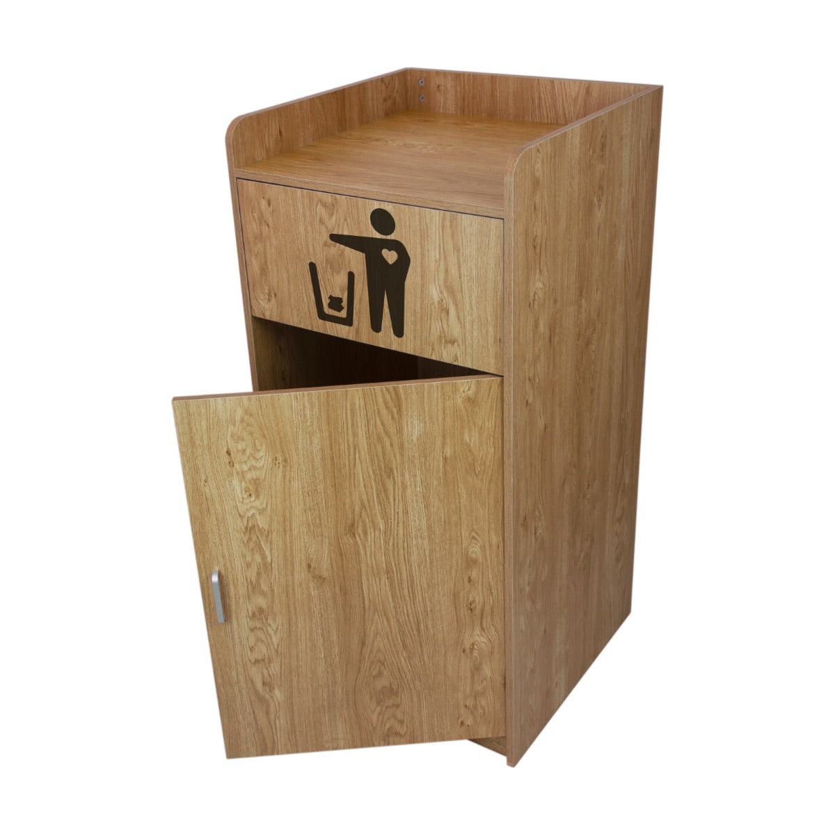 Light Oak Wooden Litter Bin & Tray Stand - Used - Very Good