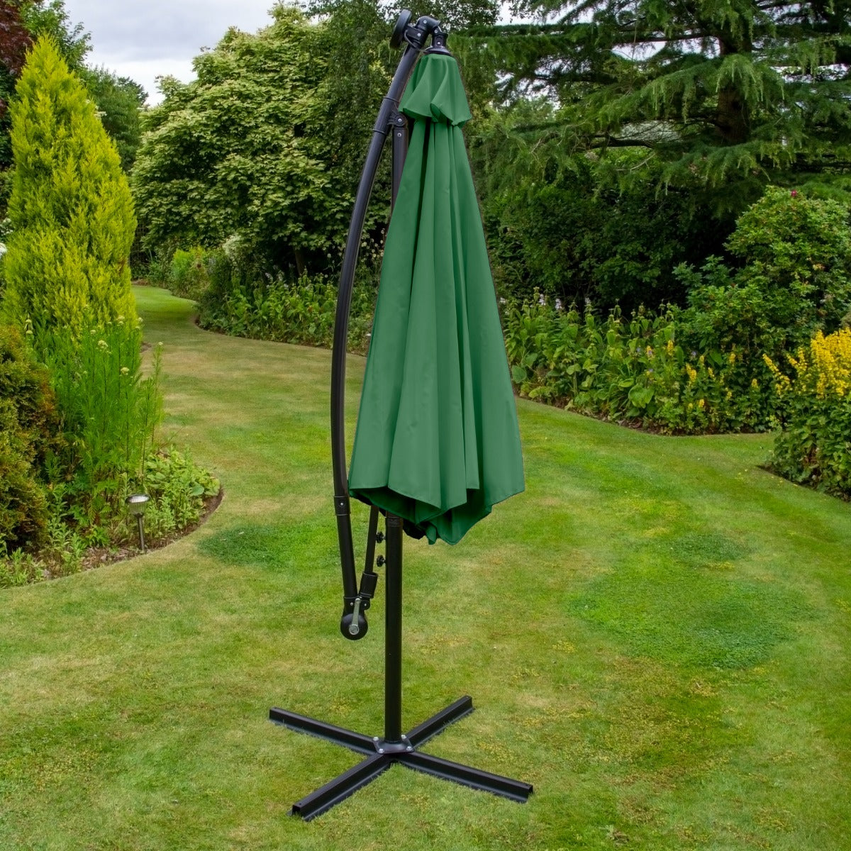 Green 3m LED Cantilever Parasol - Used - Very Good