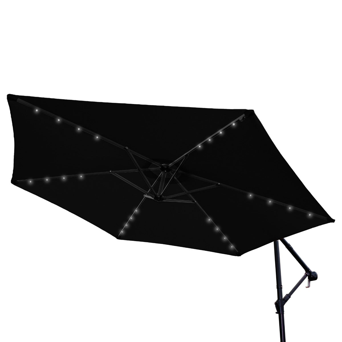 Black 3m LED Cantilever Parasol With Fan Base - Used - Good