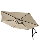 Beige 3m LED Cantilever Parasol With Fan Base - Like New