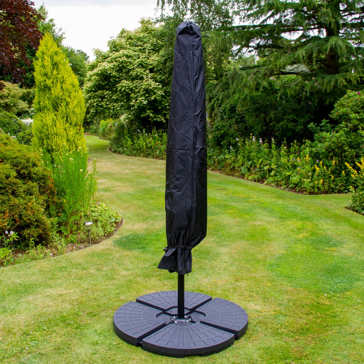 Grey 3m LED Cantilever Parasol With Fan Base - Used - Very Good
